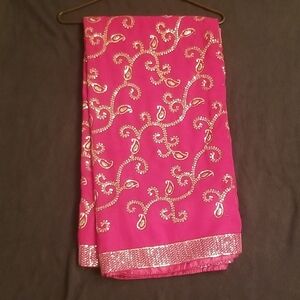 Pink Embroidered Saree with Silver Accents
